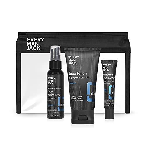 Every Man Jack Mens Age Defense Skin Care Set - Anti Aging Essentials to Smooth Fine Wrinkles, Prevent Wrinkles, and Offer Sun Protection with - Contains Eye Cream, Face Lotion, SPF 20 Face Lotion