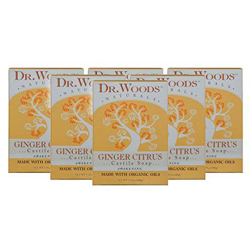 Dr. Woods Ginger Citrus Bar Soap with Jojoba Oil & Organic Shea Butter, 5.25 Ounce (Pack of 6)
