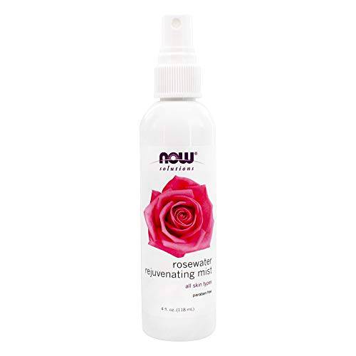 NOW Solutions Rosewater Rejuvenating Mist, Hydration and Rejuvenation Spray for All Skin and Hair Types, 4-Ounce