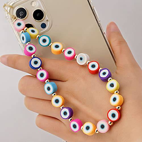 Acedre Evil Eye Key Chain Coloful Clay Phone Charms Beaded Phone Chains Indie Accessory for Women and Girls (A-Evil Eye)