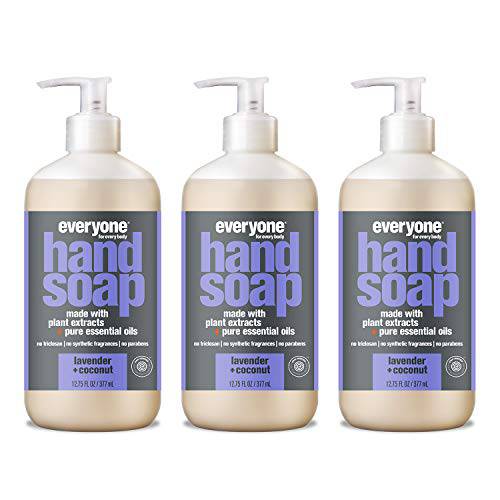 Everyone Liquid Hand Soap, Lavender and Coconut, Plant-Based Cleanser with Pure Essential Oils, 12.75 Ounce (Pack of 3)