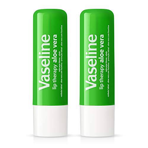 Vaseline Lip Therapy Stick with Petroleum Jelly (Aloe Vera, Pack of 2)