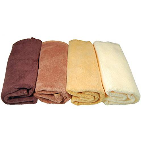 Plush Microfiber Towels/WASHCLOTHS, Ultra Soft Thick (Chocolate, Brown, Beige, Yellow)