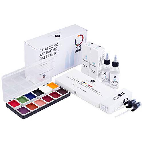 Narrative Cosmetics FX Alcohol-Activated Palette, Activator, and Remover Kit, Professional SFX Makeup Set
