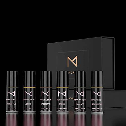 M Brow Semi Cream Pigment By Mellie Microblading - For Eyebrows/Brows Manual & Machine Use - Medical Grade - No Mixing - For Professionals Only -15ml (SET OF 6)