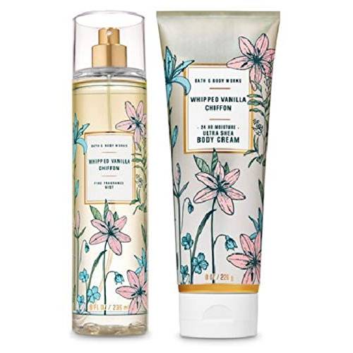 Bath and Body Works WHIPPED VANILLA CHIFFON - DUO Gift Set - Body Cream and Fragrance Mist - Full Size