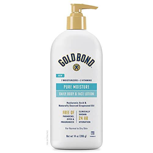 Gold Bond Pure Moisture Lotion, 14 oz., Ultra-lightweight Daily Body and Face Lotion