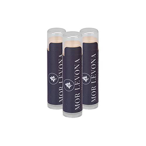 MOR LEVONA Organic Hemp Lip Balm - USDA Certified Organic All Natural Lip Balm - Hemp Lip Moisturizer Soothes, Hydrates, Nourishes, and Protects Dry, Chapped Lips - Natural Vanilla Flavor (3-Pack)