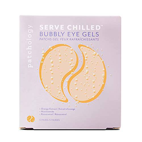 Patchology Serve Chilled Bubbly Eye Gels with Niacinamide, Hydrating Under Eye Patches with Niacinamide and Vitamin C, Under Eye Gel Pads with Gel Technology, Facial Skin Care Products - 5 Pairs