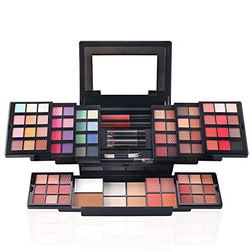 Pure Vie 88 Color All-in-One Holiday Gift Makeup Set Cosmetic Essential Starter Bundle Include Eyeshadow Palette Lipstick Concealer Blush Mascara Foundation Face Powder- Makeup Kit for Women Full Kit