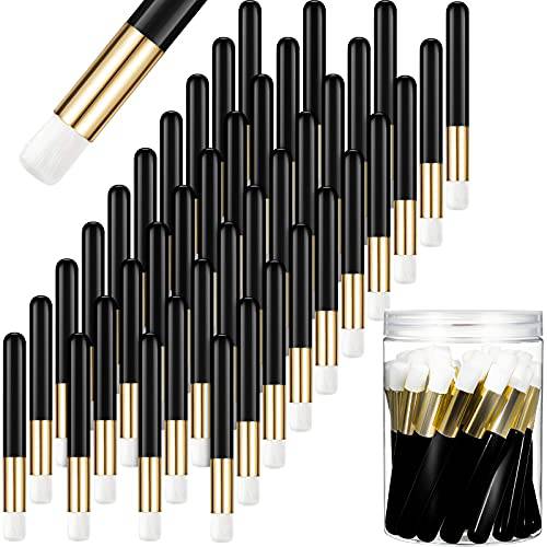 Lauwell 40 Pieces Lash Shampoo Brushes Nose Pore Deep Cleaning Brush Peel off Blackhead Removing Brush Tool Cosmetic Lash Cleanser Brush Facial Cleansing Brushes with Storage Box(Black)