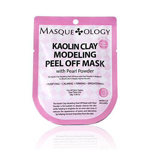 Masqueology - Kaolin Clay Modeling Peel Off Mask | With Pearl Powder - Absorbs Oil and Deep Cleansing (1 Pack)