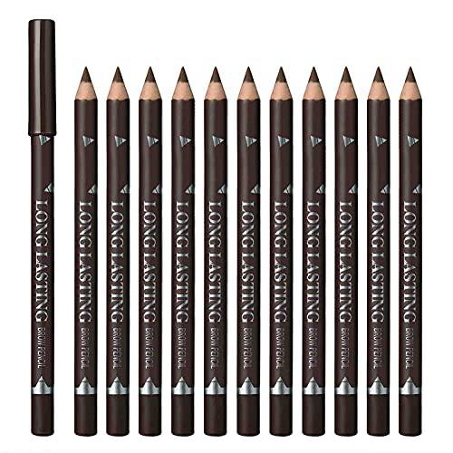 SUMEITANG 12 Pcs Dark Brown Eyebrow Pencil Eyeliner Set, Waterproof Eye Brow Pencil, Easy to Color, Long Lasting Eye Liner Gel Pen, Women Professional Eye-Makeup Pencil