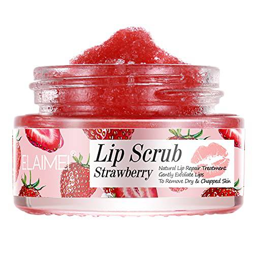 Lip Scrub, Lip Scrub Exfoliator and Moisturizer, Natural Lip Mask Treatment Care, Repair Dry and Cracked Lips (Orange)