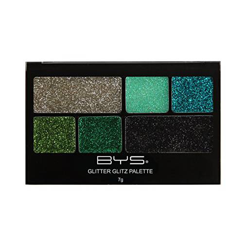 BYS Glitter Glitz Gel for Eyes and Face 6 Shade Makeup Palette - Paradise Greens