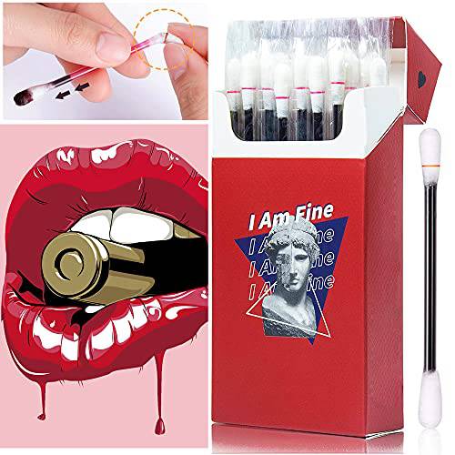 Tattoo Lipstick - 20PCS Long Lasting, Waterproof Lipstick - Tattoo Lipstick Cotton Swab, Better Me Tattoo Lipstick - Cigarette Lipstick, Red