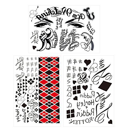 Temporary Wristband Tattoo Stickers , 3 Large Sheets Women Bracelet Face Body Tattoos Fake Tattoo Stickers for Halloween Costume Accessories and Parties