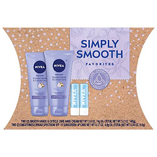 NIVEA Simply Smooth Gift Set, NIVEA Hand Cream and NIVEA Smoothness Lip Balm, Hand Cream and Lip Balm Gift Box