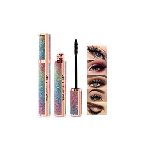 Starry Sky Waterproof Mascara Strong Black Long Lasting Smudge Proof Curling Thicking 4D Silk Fiber Lash Eyes Beauty Makeup