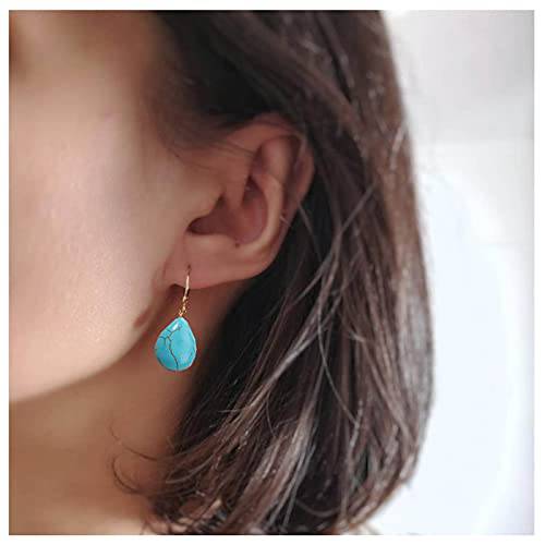 Yheakne Boho Turquoise TearEarrings Gold Turquoise Dangle Earrings Gemstone Hoops Earrings Vintage Earrings Jewelry for Women and Girls