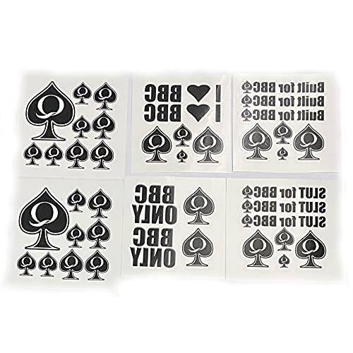 SpadesCastle 6 Sheet - Queen of Spades Temporary Tattoo Pack 42 Total Tattoos