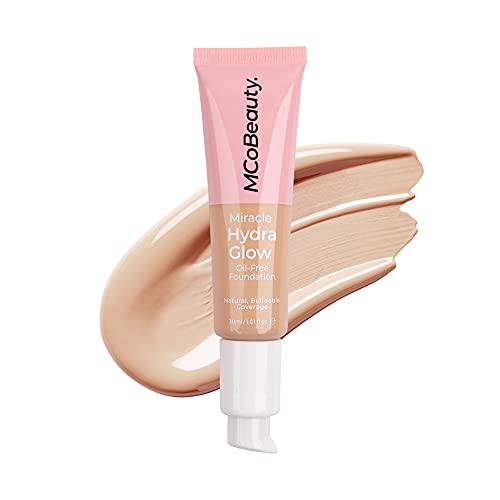 MCoBeauty Miracle Hydra Glow Oil-Free Foundation - Corrects Skin Tone And Blurs Imperfections - Lightweight, Buildable Coverage - Hydrates And Nourishes - Luminous Complexion - Natural Beige - 1 Oz