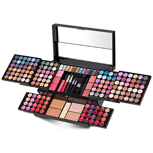 DUER LIKA Professional Makeup Kit for Women with Mirror 120 Colors Cosmetic Makeup Gift Set Combination with Eyeshadow Facial Blusher Eyebrow Powder Face Concealer Powder Eyeliner Pencil MU28