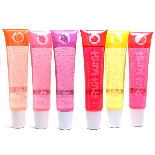 Italia Deluxe 6 Set x Fruit Burst Vitamin E, Fruit Scented, Juicy Gloss Lipgloss Lip Glosses Balm + Free ZipBag