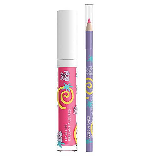 wet n wild Saved By The Bell 2-Piece Bayside Beauties Plumping Lip Kit, Lip Plumping Gloss and Lip Liner, High Shine Tinted Lip Gloss, Hydrating Lip Gloss Balm, Bubblegum Scent, Kelly, (1114540)