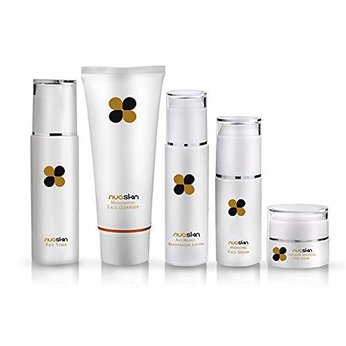 Nuaskin 5-Piece Skin Care Set with Facial Cleanser Toner Lotion Cream - Self Care Gifts for Ladies, Anti-Aging Skin Care Sets for Women - Full Size Day and Night Kit