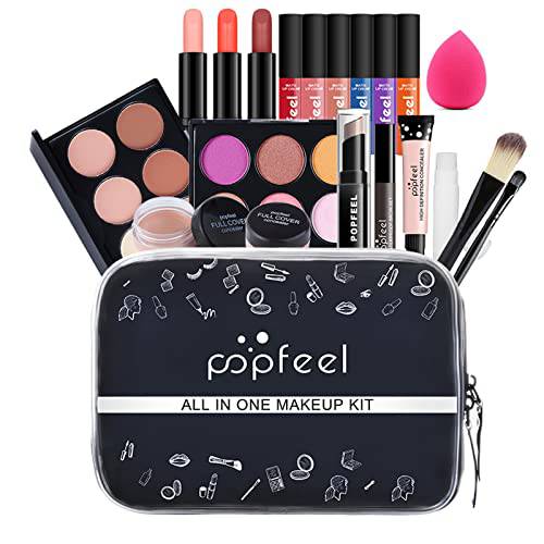 PhantomSky All in One Makeup Kit for Woman Full Gift Set Holiday Travel Cosmetic Essential Starter Bundle Christmas Birthday Girl Beauty Bag Including Lip Gloss Concealer Lipstick Makeup Bag Lip Balm