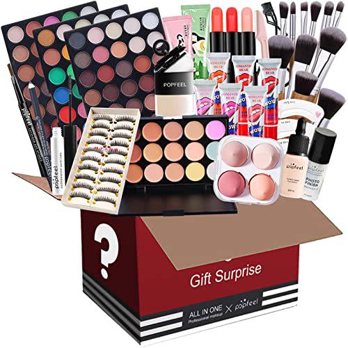 Joyeee All-in-One Makeup Gift Set Carry All Makeup Kit for Women Full Kit With Makeup Bag Lipgloss Lipstick Concealer Blush Foundation Face Powder Eyeshadow Palette Cosmetic Palette 5