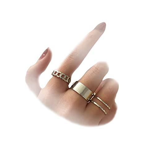 Larancie Silver Ring Knuckle Rings Set Simple Stackable Midi Finger Rings Punk Ring Fashion Rings Jewelry for Women and Teen Girls Gift Christmas 3Pcs