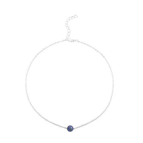 Yalice Tiny Blue Crystal Necklace Chain Round Circle Choker Necklaces Jewelry for Women and Girls