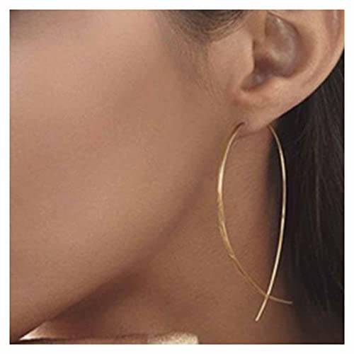 Yheakne Boho Thin Arch Hoop Earrings Gold Threader Wire Earrings Open Hoop Earrings Minimal Everyday Earrings Jewelry for Women and Girls