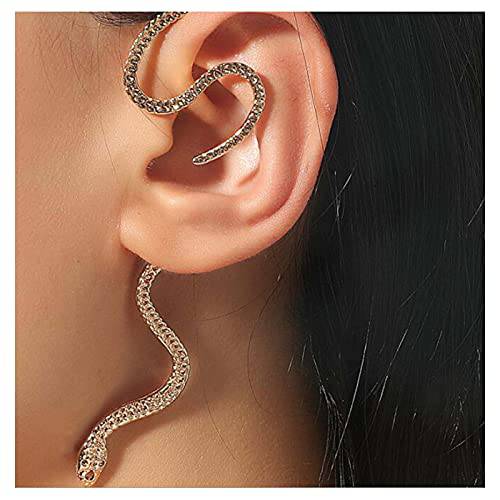 Yheakne Punk Snake Ear Climber Earrings Gold Snake Ear Cuff Wrap Earrings Gothic Serpent Earrings Snake Crawler Earrings Fake Piercing Earrings Cool Animal Jewelry for Women and Girls Halloween gifts (Gold)