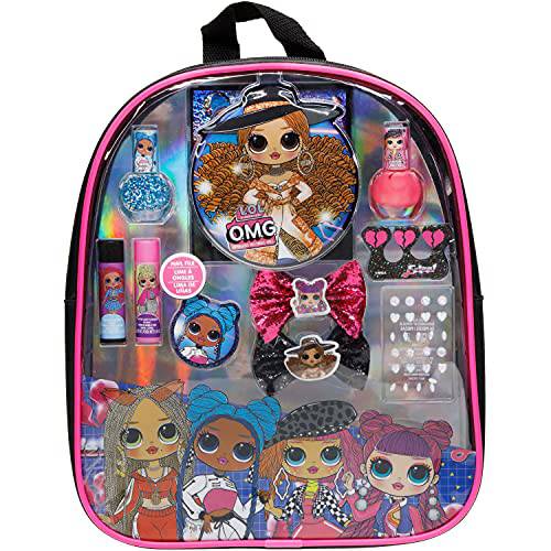 L.O.L Surprise Townley Girl Backpack Cosmetic Makeup Set with Flip-up Mirror includes Lip Gloss, Nail Polish, Hair Bow & more for Kid Tweens Girls, Ages 3+ perfect for Parties, Sleepovers & Makeovers