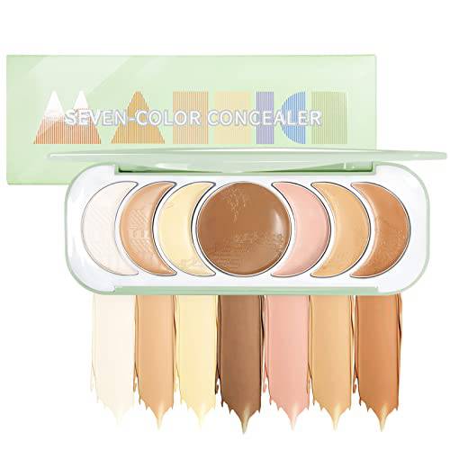 NewBang 7 Colors Contour Palette,Cream Concealer Palette and Highlighting Makeup Kit for Full Coverage,Professional Base Foundation Beauty Make up Cream Makeup -Set B