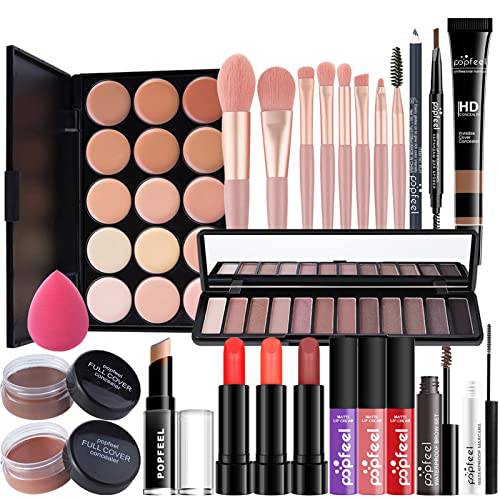 Joyeee All-in-One Makeup Gift Set Travel Makeup Kit Complete Makeup Bundle Lipgloss Lipstick Concealer Blushes Powder Eyeshadow Palette Cosmetic Palette for Teen Girls & Adults 4