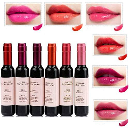 ERISAMO 6 Colors Wine Lipstick,Matte Long Lasting Waterproof Lip Tint Set Lip Gloss Lip Stain,Non-Stick Cup Lip Tint Set,Make Up Gloss Matte Wine Lipstick Gift for Girls & Women (6 Colors)