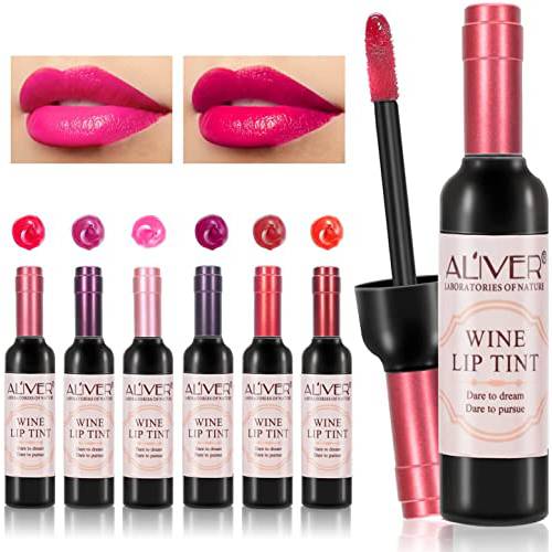 Moulis Liquid Lipstick Set, Wine Lip Gloss - Stain 24h Long-wearing Moisturizing Tint Waterproof Kiss-proof Non-Stick Cup Not Fade-Taste of Sweet Wine, 0.24 Ounce (Pack 6)