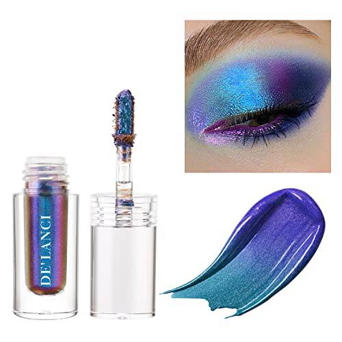 DE’LANCI Chameleon Eyeshadow Liquid, Intense Multi-color Shifting Long-lasting, Highly Pigment Multi-chrome Shimmer Purple Eyeshadow Liquid Makeup Christmas, 1.6g (05 GALAXY) - Galaxy