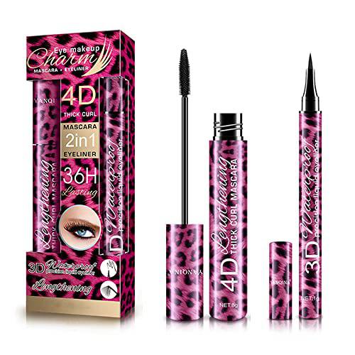 Black Lash Mascara, Waterproof and Hypoallergenic 4D Eye Lengthening Makeup Kit for Women and Girls by “Linble”