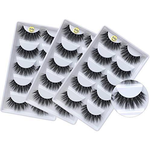 3D Mink Lashes Wholesale Handmade Reusable Mink Eyelashes Luxurious Wispy Natural Cross Thick Long False Lashes Pack (15 Pairs/3 Pack)