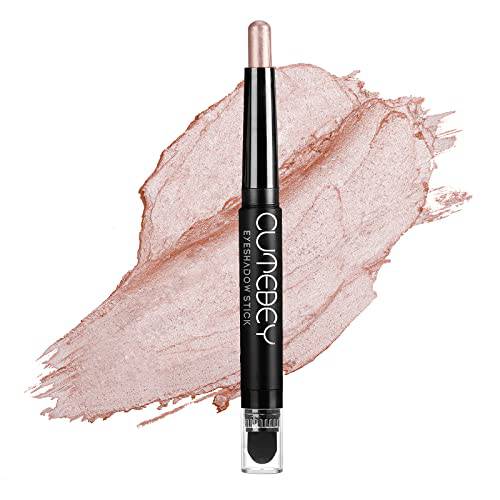 CUTEBEY Eyeshadow Creamy Eyeshadow Stick with Built-in Smudger Glide Smoothly and Easy to Blend, Waterproof & Long Lasting Starter Eyeshadow Stick (Champagne Shimmer)