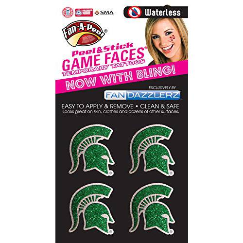 Fan-A-Peel Michigan State University Waterless Temporary Tattoos - Hypoallergenic Peel and Stick Waterproof Temporary Tattoos, Eye Strips