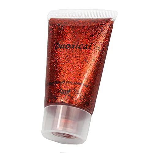 GL-Turelifes 30ml Sequins Chunky Glitter Liquid Eyeshadow Glitter Body Gel Festival Glitter Cosmetic Face Hair Nails Makeup Long Lasting Sparkling Easy to Apply, Easy to Remove (08 Red)