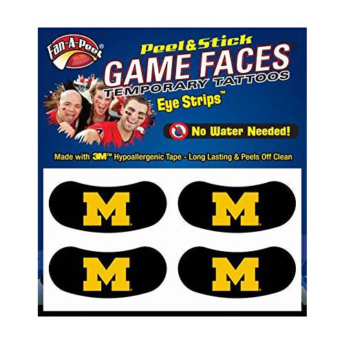 Michigan Wolverines Glitter temporary face tattoos-Michigan bling face decals-4 pack (Glitter)