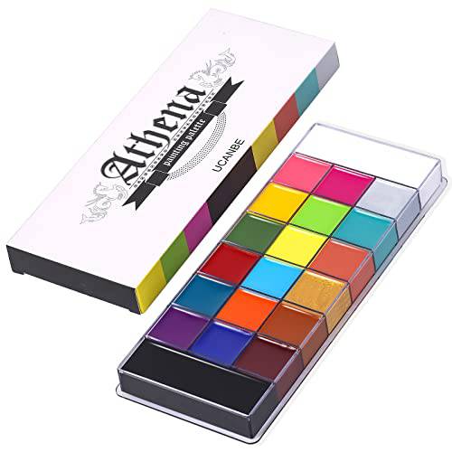 UCANBE Oil Based Face Body Painting Palette - Large Deep Pan, 20 Color Professional SFX Makeup Pallet Professional SFX Makeup Palette for Art, Theater, Halloween, Parties and Cosplay