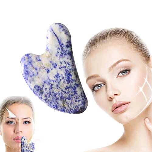 Gua Sha Facial Tool Jade Roller & Gua Sha Set Jade Massage Board Works on Face Eyes Meridian Scraping Massager Natural Quartz Roller Massager Scraper Help on Puffiness, Wrinkles and Tensions